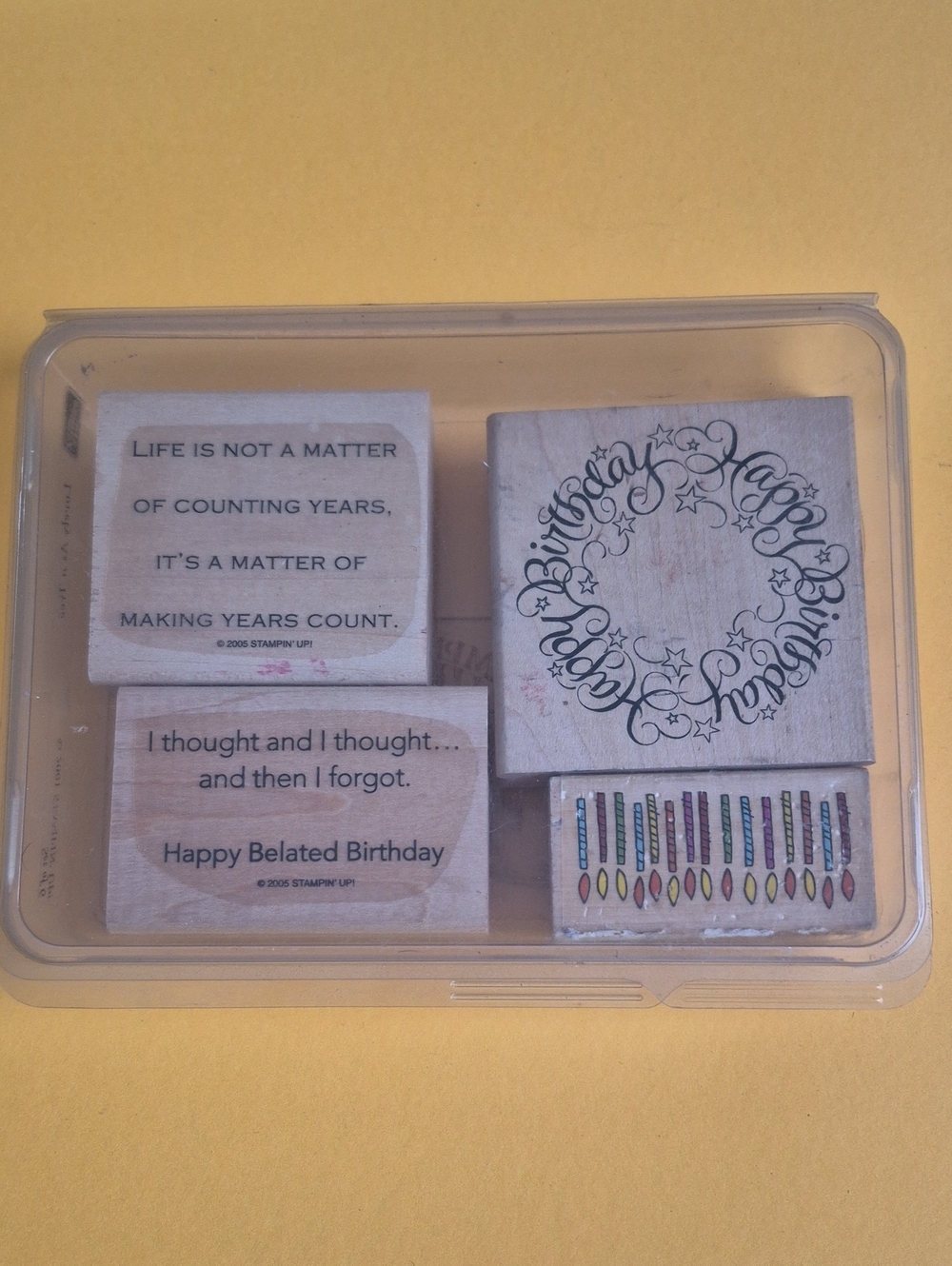 Stampin' Up! Wooden Stamp Set with Yellow Background